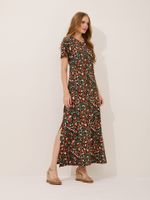 Vestido Janaina Malha Fria Selva Retrô Azul