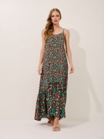 Vestido Londres Malha Fria Selva Retrô Azul