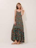 Vestido Londres Malha Fria Selva Retrô Azul