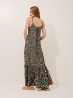 Vestido Londres Malha Fria Selva Retrô Azul