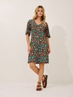 Vestido Claire Malha Fria Selva Retrô Azul
