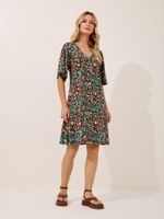 Vestido Claire Malha Fria Selva Retrô Azul