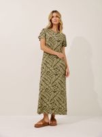 Vestido Renata Malha Fria Folhagem Orgânica 