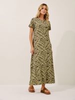 Vestido Renata Malha Fria Folhagem Orgânica 