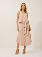 Saia Frida Malha Nobu Areia Rose