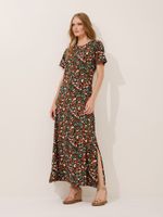 Vestido Renata Malha Fria Selva Retrô Verde