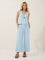 Calça Rita Malha Nobu Azul Litoral