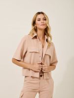 Camisa Luiza Malha Nobu Areia Rose