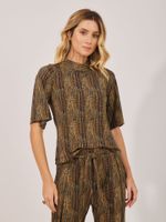Blusa Paula Malha Fria Estampa Fluxo Vital