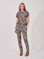 Calça Susan Malha Fria Estampa Geometria Urbana