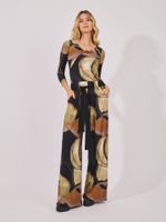 Calça Jenifer Malha Fria Estampa Raizes Minerais
