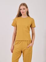 Camiseta Fabiana Moletom Ramado Mostarda