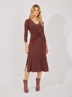 Vestido Monaco Malha Fria Marrom