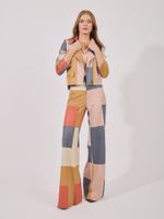 Calça Pantalona Ampla Quadrante Tempo Bege