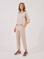 Calça Betina Moletom Ramado Areia