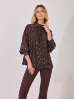 Blusa Elisabeth Malha Fria Estampa Onça Clássica
