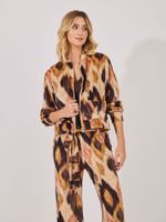 Jaqueta Denise Malha Veludo Ikat Solar Maxi