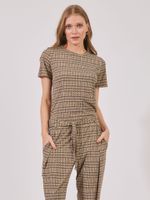 Camiseta Fabiana Malha Fria Xadrez Artesanal