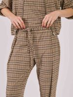 Calça Sally Malha Fria Estampa Xadrez Artesanal