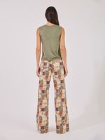 Calça Pantalona Ampla Colagem Sonora