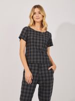 Blusa Brenda Xadrez Julita Xadrez Preto
