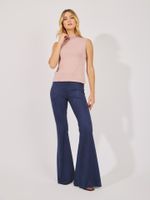 Blusa Gola Alta Fran Sem Manga Tricot Nude