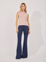 Blusa Gola Alta Fran Sem Manga Tricot Nude