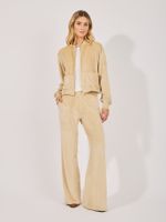 Calça Molly Malha Veludo Casual Bege