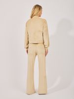 Calça Molly Malha Veludo Casual Bege