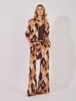 Calça Nadia Malha Veludo Estampa Ikat Solar Maxi  