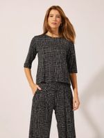 Blusa Fanny Malha Fria Entrelinhas Preto