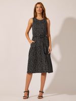 Vestido Janaina Malha Fria Entrelinhas Preto