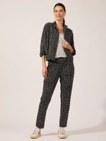 Calça Susan Malha Fria Estampa Entrelinhas Preto
