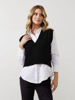 Colete Decote V Tricot Preto
