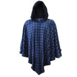 Poncho Manta Xadrez Marinho com Capuz