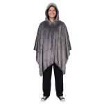 Poncho Manta Cinza Escuro com Capuz