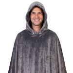 Poncho Manta Cinza Escuro com Capuz