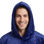 Poncho Manta Azul Marinho com Capuz