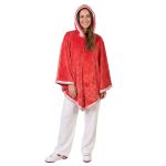 Poncho Manta Vermelho com Capuz