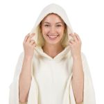 Poncho Manta Amarelo Claro com Capuz