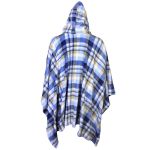 Poncho Manta Xadrez Azul Claro com Capuz