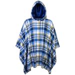 Poncho Manta Xadrez Azul Claro com Capuz