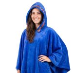 Poncho Manta Azul com Capuz