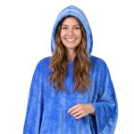 Poncho Manta Azul Claro com Capuz
