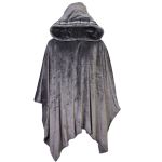 Poncho Manta Cinza Escuro com Capuz