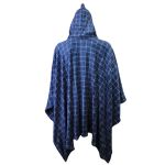 Poncho Manta Xadrez Azul com Capuz