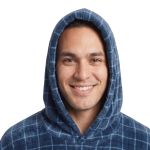 Poncho Manta Xadrez Azul com Capuz