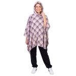 Poncho Manta Xadrez Rosa com Capuz
