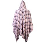 Poncho Manta Xadrez Rosa com Capuz