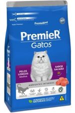 Ração Premier Pet Gatos Ambientes Internos Pelos Longos Adultos Salmão 1.5 Kg